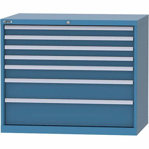LISTA - 7 Drawer, 99 Compartment Bright Blue Steel Modular Storage Cabinet - Americas Industrial Supply