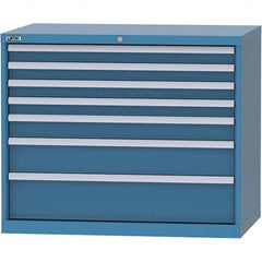 LISTA - 7 Drawer, 99 Compartment Bright Blue Steel Modular Storage Cabinet - Americas Industrial Supply