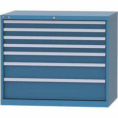 LISTA - 7 Drawer, 99 Compartment Bright Blue Steel Modular Storage Cabinet - Americas Industrial Supply