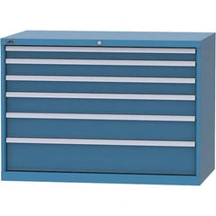 LISTA - 6 Drawer, 99 Compartment Bright Blue Steel Modular Storage Cabinet - Americas Industrial Supply