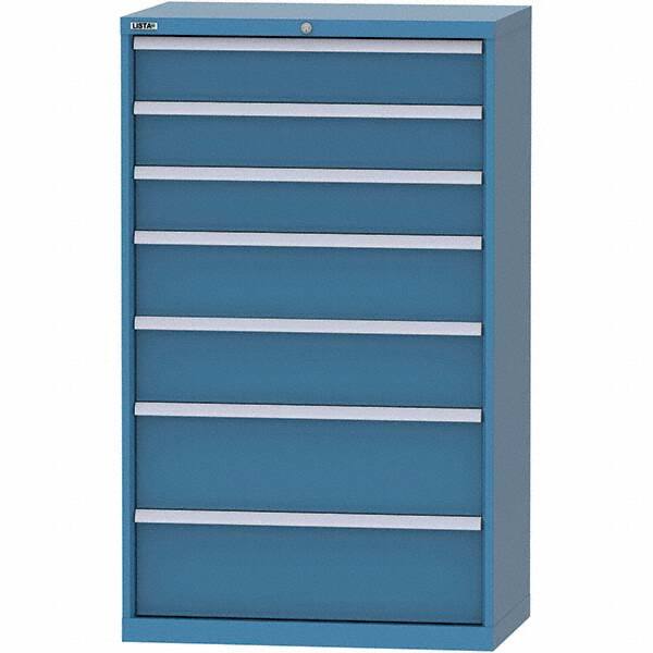 LISTA - 7 Drawer, 84 Compartment Bright Blue Steel Modular Storage Cabinet - Americas Industrial Supply