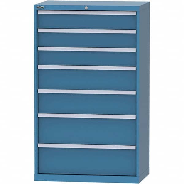 LISTA - 7 Drawer, 84 Compartment Bright Blue Steel Modular Storage Cabinet - Americas Industrial Supply