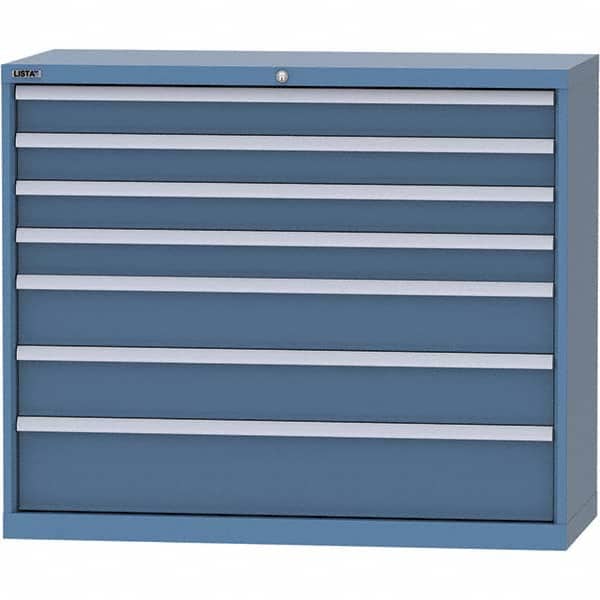 LISTA - 7 Drawer, 99 Compartment Bright Blue Steel Modular Storage Cabinet - Americas Industrial Supply