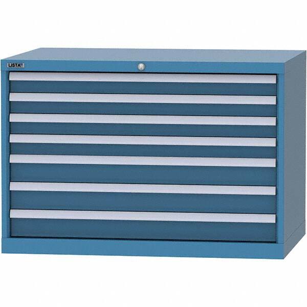 LISTA - 7 Drawer, 84 Compartment Bright Blue Steel Modular Storage Cabinet - Americas Industrial Supply