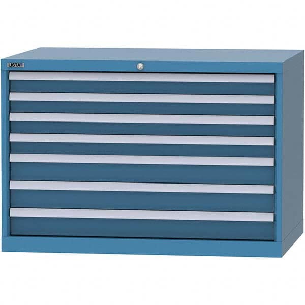 LISTA - 7 Drawer, 84 Compartment Bright Blue Steel Modular Storage Cabinet - Americas Industrial Supply