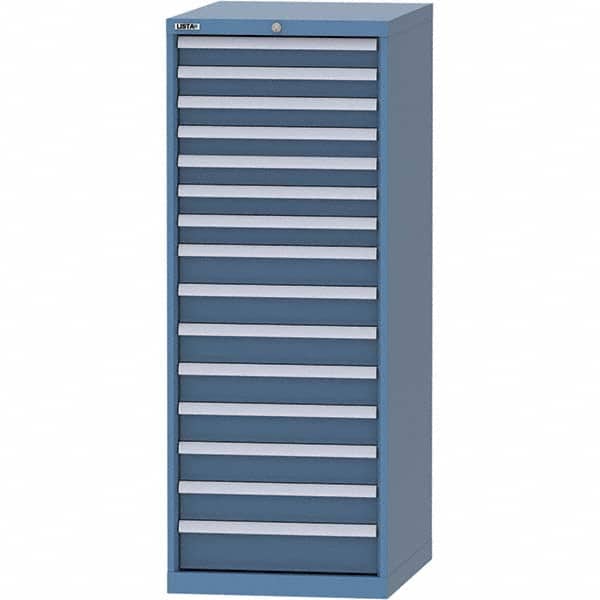LISTA - 15 Drawer, 99 Compartment Bright Blue Steel Modular Storage Cabinet - Americas Industrial Supply