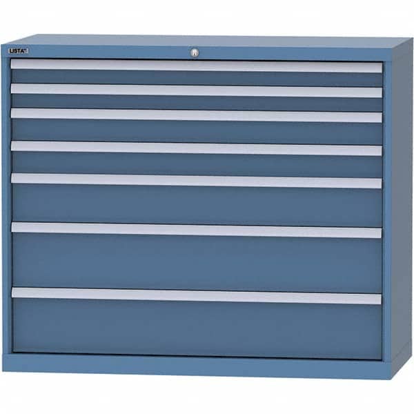 LISTA - 7 Drawer, 99 Compartment Bright Blue Steel Modular Storage Cabinet - Americas Industrial Supply