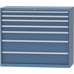 LISTA - 7 Drawer, 99 Compartment Bright Blue Steel Modular Storage Cabinet - Americas Industrial Supply