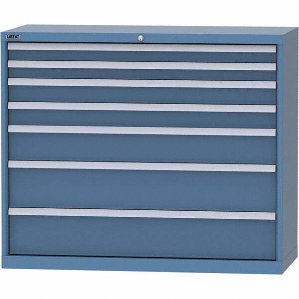 LISTA - 7 Drawer, 99 Compartment Bright Blue Steel Modular Storage Cabinet - Americas Industrial Supply