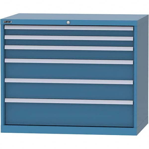 LISTA - 6 Drawer, 99 Compartment Bright Blue Steel Modular Storage Cabinet - Americas Industrial Supply