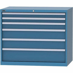 LISTA - 6 Drawer, 99 Compartment Bright Blue Steel Modular Storage Cabinet - Americas Industrial Supply