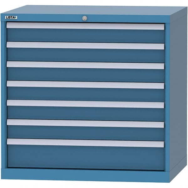 LISTA - 7 Drawer, 84 Compartment Bright Blue Steel Modular Storage Cabinet - Americas Industrial Supply