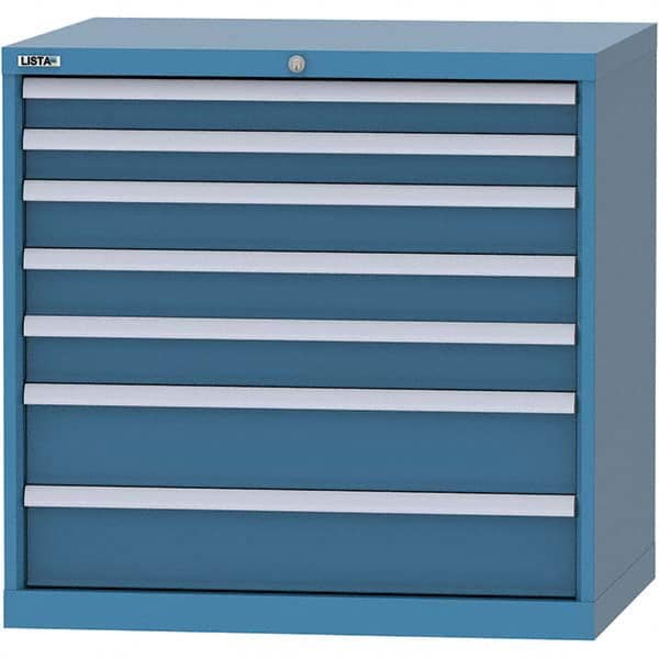 LISTA - 7 Drawer, 84 Compartment Bright Blue Steel Modular Storage Cabinet - Americas Industrial Supply