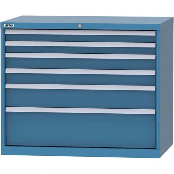 LISTA - 6 Drawer, 99 Compartment Bright Blue Steel Modular Storage Cabinet - Americas Industrial Supply