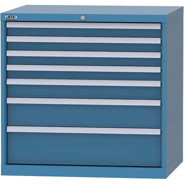 LISTA - 7 Drawer, 84 Compartment Bright Blue Steel Modular Storage Cabinet - Americas Industrial Supply