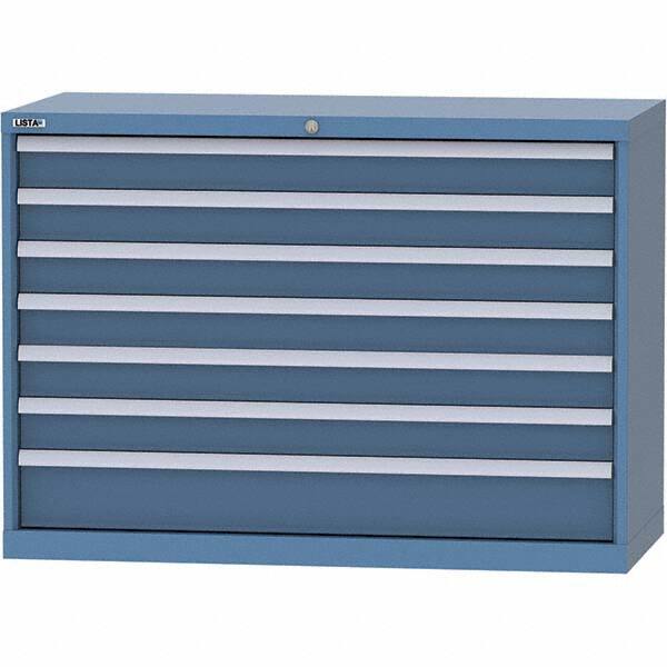 LISTA - 7 Drawer, 99 Compartment Bright Blue Steel Modular Storage Cabinet - Americas Industrial Supply