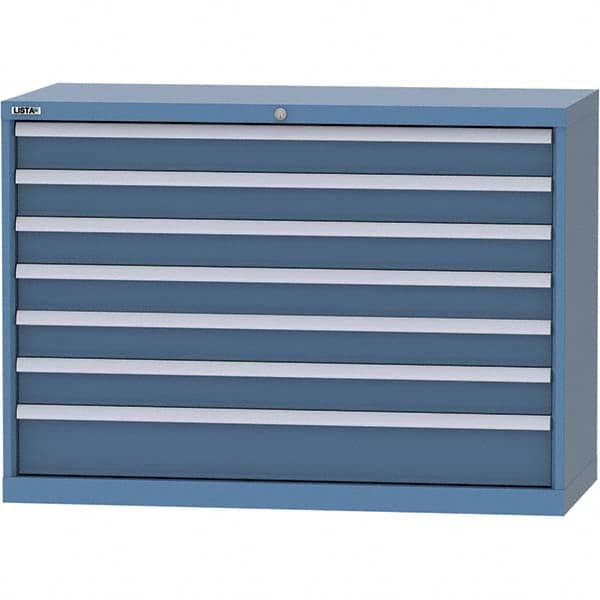 LISTA - 7 Drawer, 99 Compartment Bright Blue Steel Modular Storage Cabinet - Americas Industrial Supply