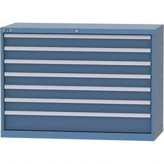 LISTA - 7 Drawer, 99 Compartment Bright Blue Steel Modular Storage Cabinet - Americas Industrial Supply