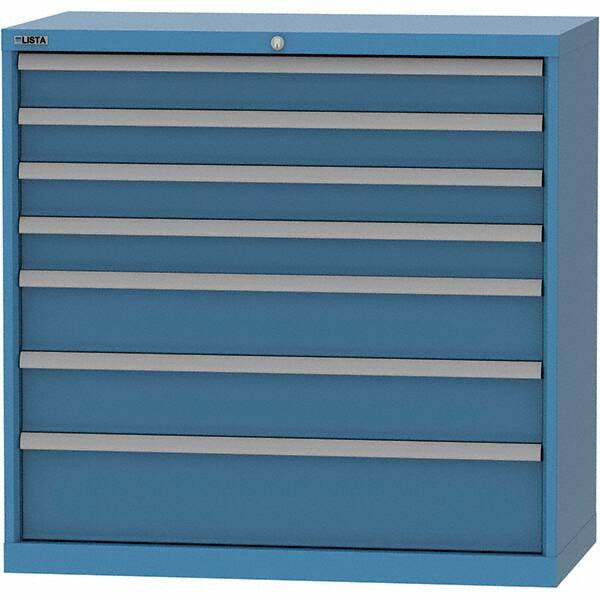 LISTA - 7 Drawer, 84 Compartment Bright Blue Steel Modular Storage Cabinet - Americas Industrial Supply