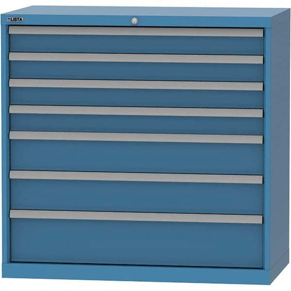 LISTA - 7 Drawer, 84 Compartment Bright Blue Steel Modular Storage Cabinet - Americas Industrial Supply
