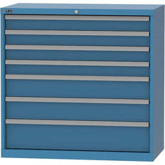 LISTA - 7 Drawer, 84 Compartment Bright Blue Steel Modular Storage Cabinet - Americas Industrial Supply