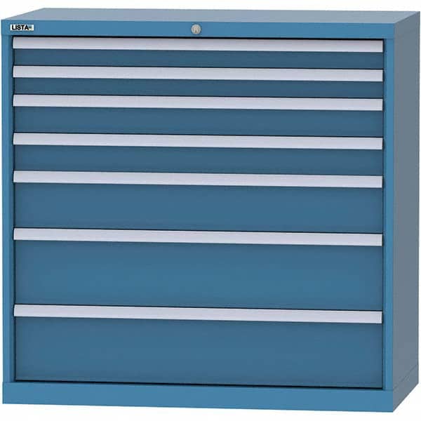 LISTA - 7 Drawer, 84 Compartment Bright Blue Steel Modular Storage Cabinet - Americas Industrial Supply