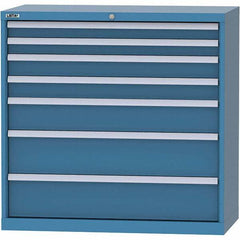 LISTA - 7 Drawer, 84 Compartment Bright Blue Steel Modular Storage Cabinet - Americas Industrial Supply