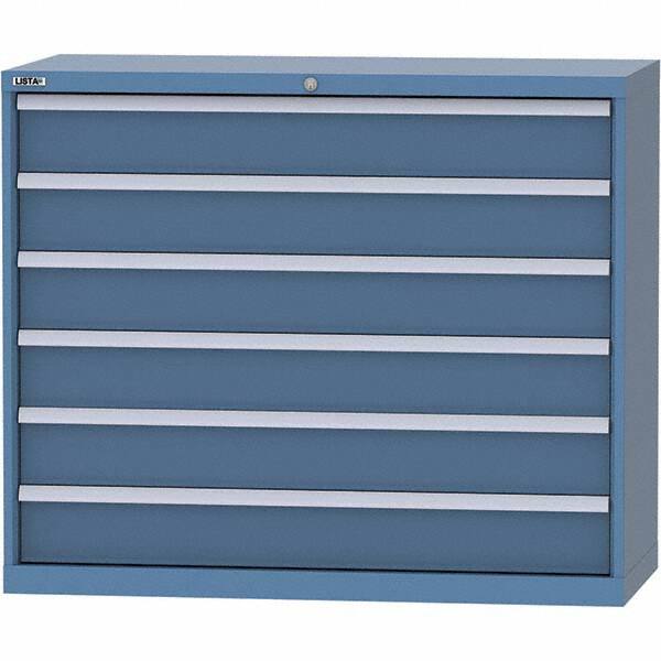 LISTA - 6 Drawer, 99 Compartment Bright Blue Steel Modular Storage Cabinet - Americas Industrial Supply