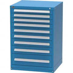 Vidmar - 9 Drawer Bright Blue Steel Modular Storage Cabinet - Americas Industrial Supply