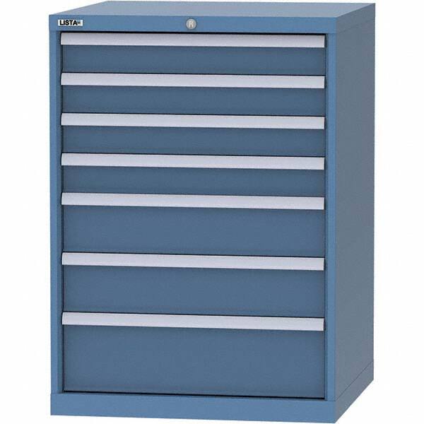 LISTA - 7 Drawer, 45 Compartment Bright Blue Steel Modular Storage Cabinet - Americas Industrial Supply