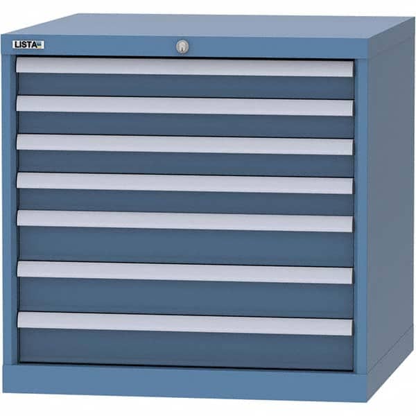 LISTA - 7 Drawer, 45 Compartment Bright Blue Steel Modular Storage Cabinet - Americas Industrial Supply