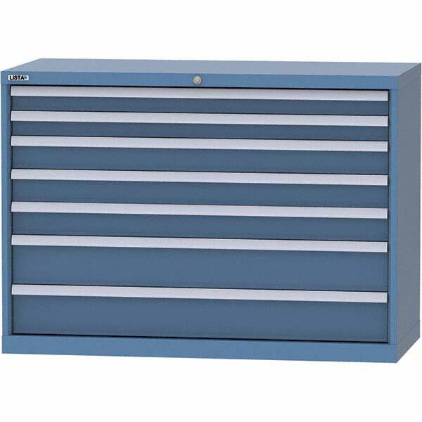 LISTA - 7 Drawer, 99 Compartment Bright Blue Steel Modular Storage Cabinet - Americas Industrial Supply
