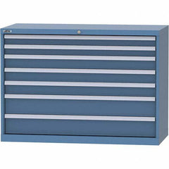 LISTA - 7 Drawer, 99 Compartment Bright Blue Steel Modular Storage Cabinet - Americas Industrial Supply