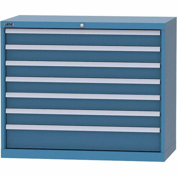 LISTA - 7 Drawer, 84 Compartment Bright Blue Steel Modular Storage Cabinet - Americas Industrial Supply