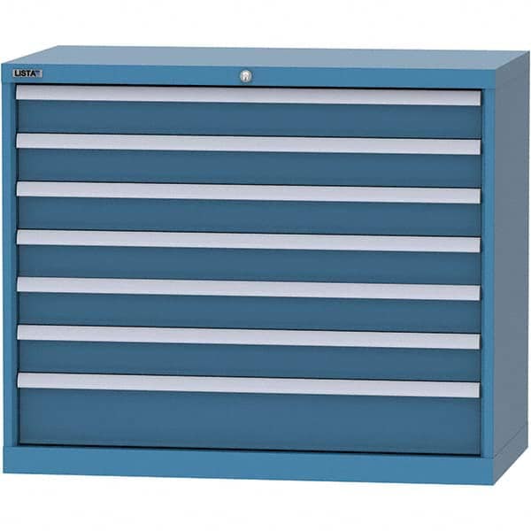 LISTA - 7 Drawer, 84 Compartment Bright Blue Steel Modular Storage Cabinet - Americas Industrial Supply