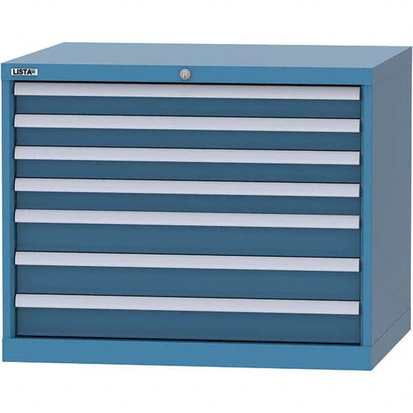 LISTA - 7 Drawer, 84 Compartment Bright Blue Steel Modular Storage Cabinet - Americas Industrial Supply