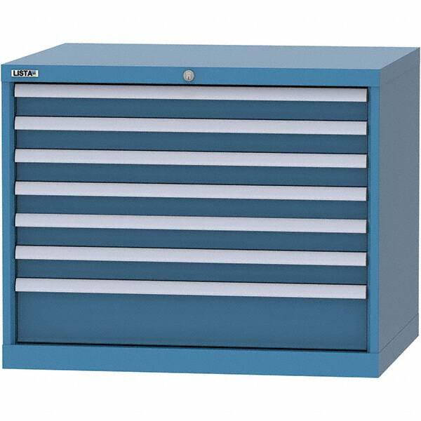 LISTA - 7 Drawer, 84 Compartment Bright Blue Steel Modular Storage Cabinet - Americas Industrial Supply