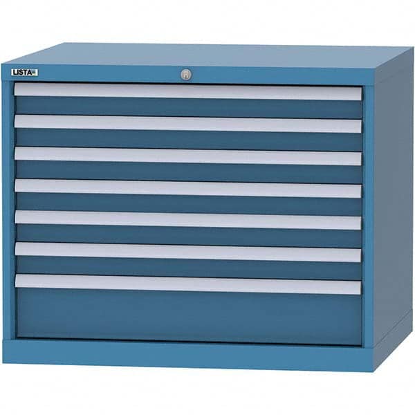 LISTA - 7 Drawer, 84 Compartment Bright Blue Steel Modular Storage Cabinet - Americas Industrial Supply