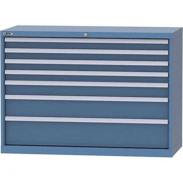 LISTA - 7 Drawer, 99 Compartment Bright Blue Steel Modular Storage Cabinet - Americas Industrial Supply