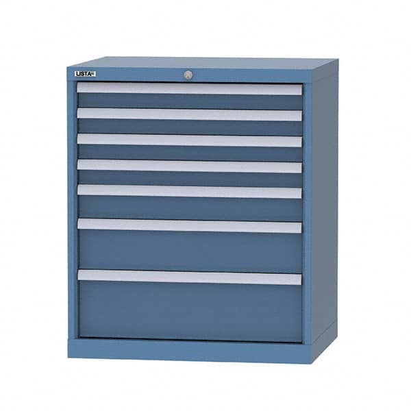 LISTA - 7 Drawer, 124 Compartment Bright Blue Steel Modular Storage Cabinet - Americas Industrial Supply