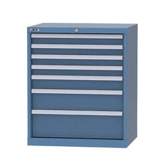 LISTA - 7 Drawer, 124 Compartment Bright Blue Steel Modular Storage Cabinet - Americas Industrial Supply