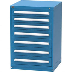 Vidmar - 7 Drawer, 124 Compartment Bright Blue Steel Modular Storage Cabinet - Americas Industrial Supply