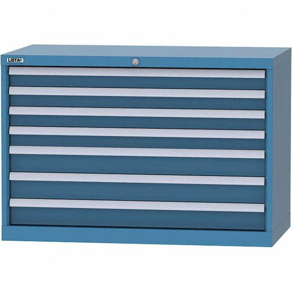 LISTA - 7 Drawer, 84 Compartment Bright Blue Steel Modular Storage Cabinet - Americas Industrial Supply