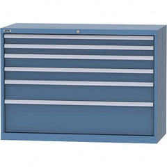 LISTA - 6 Drawer, 99 Compartment Bright Blue Steel Modular Storage Cabinet - Americas Industrial Supply