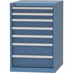 LISTA - 7 Drawer, 99 Compartment Bright Blue Steel Modular Storage Cabinet - Americas Industrial Supply