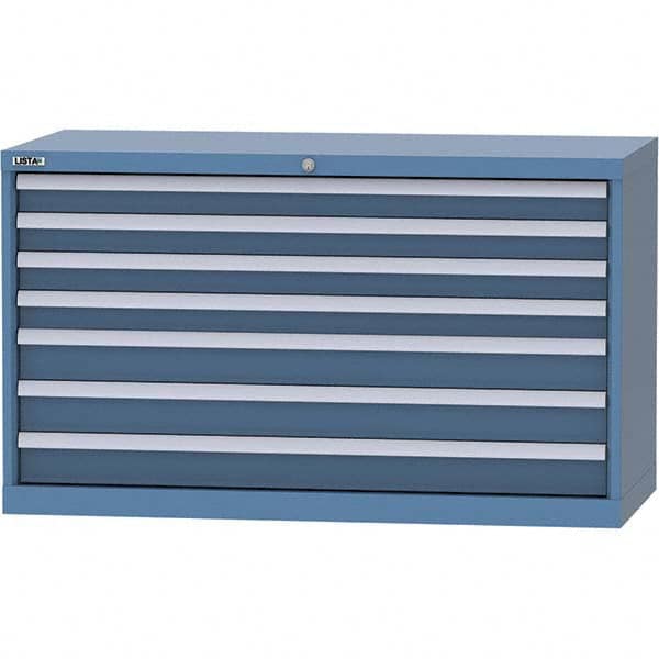 LISTA - 7 Drawer, 99 Compartment Bright Blue Steel Modular Storage Cabinet - Americas Industrial Supply