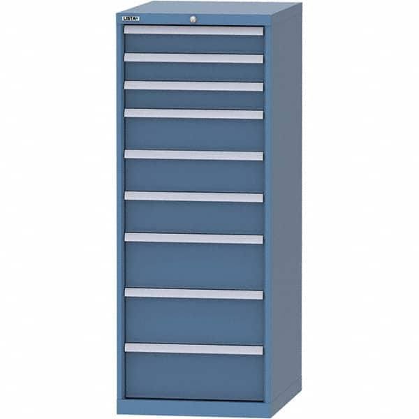 LISTA - 9 Drawer, 99 Compartment Bright Blue Steel Modular Storage Cabinet - Americas Industrial Supply