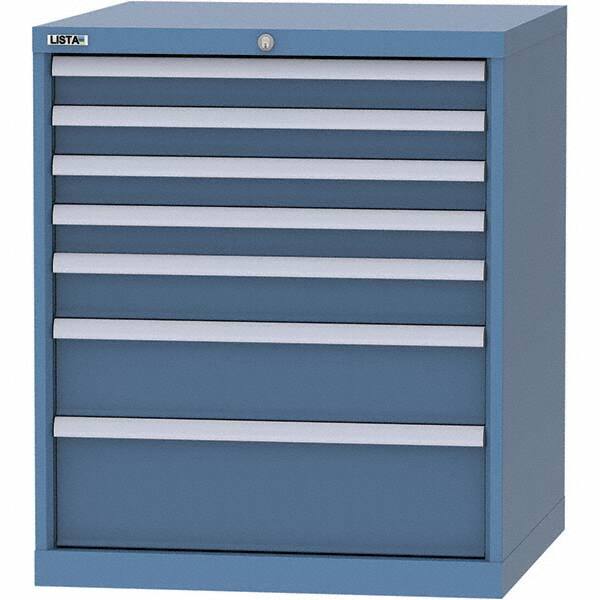 LISTA - 7 Drawer, 45 Compartment Bright Blue Steel Modular Storage Cabinet - Americas Industrial Supply