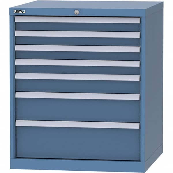 LISTA - 7 Drawer, 45 Compartment Bright Blue Steel Modular Storage Cabinet - Americas Industrial Supply