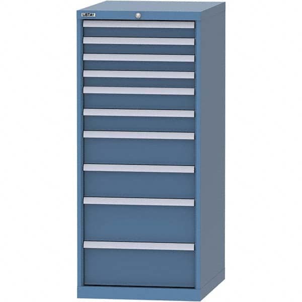 LISTA - 10 Drawer, 99 Compartment Bright Blue Steel Modular Storage Cabinet - Americas Industrial Supply